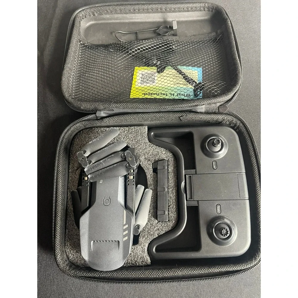 Foldable Mini Quadcopter Drone with Remote Controller and Carrying Case Gray